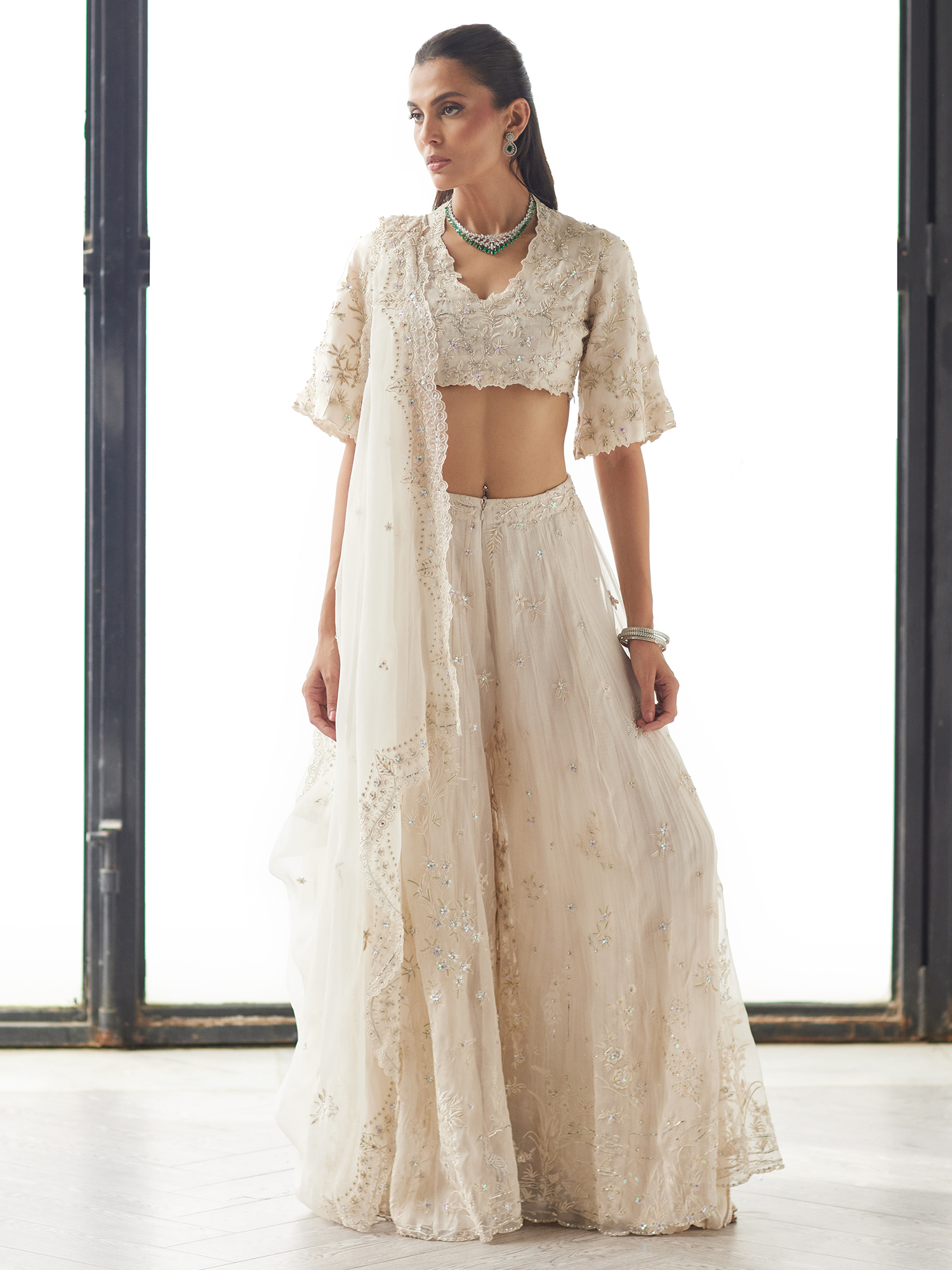 BLOUSE, SHARARA & DRAPED DUPATTA