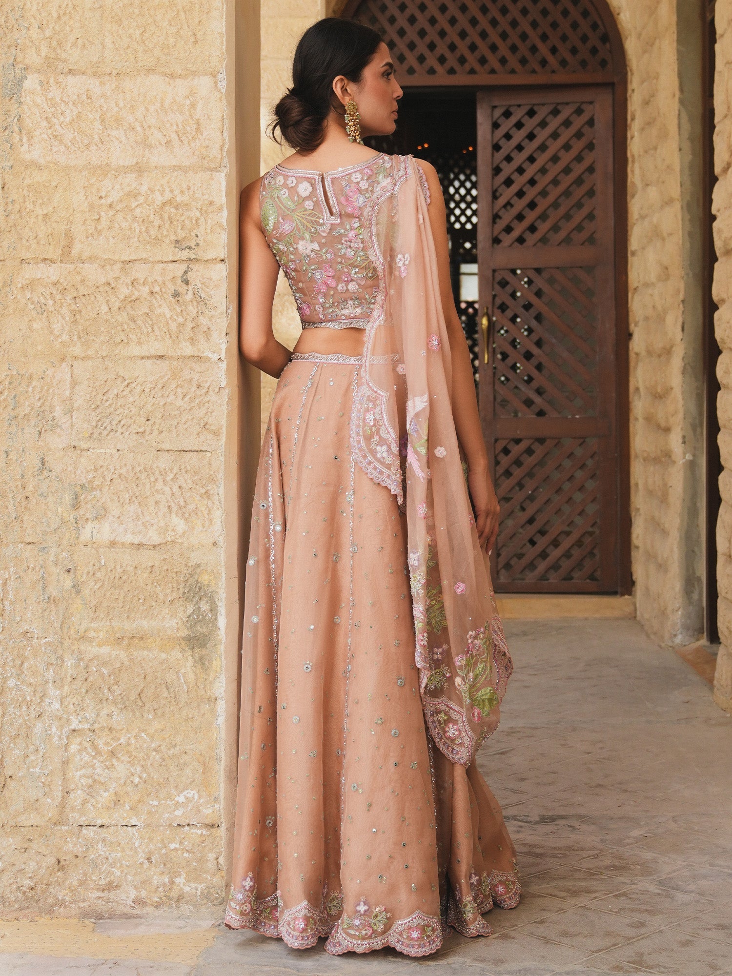 BLOUSE, LEHENGA & DRAPED DUPATTA