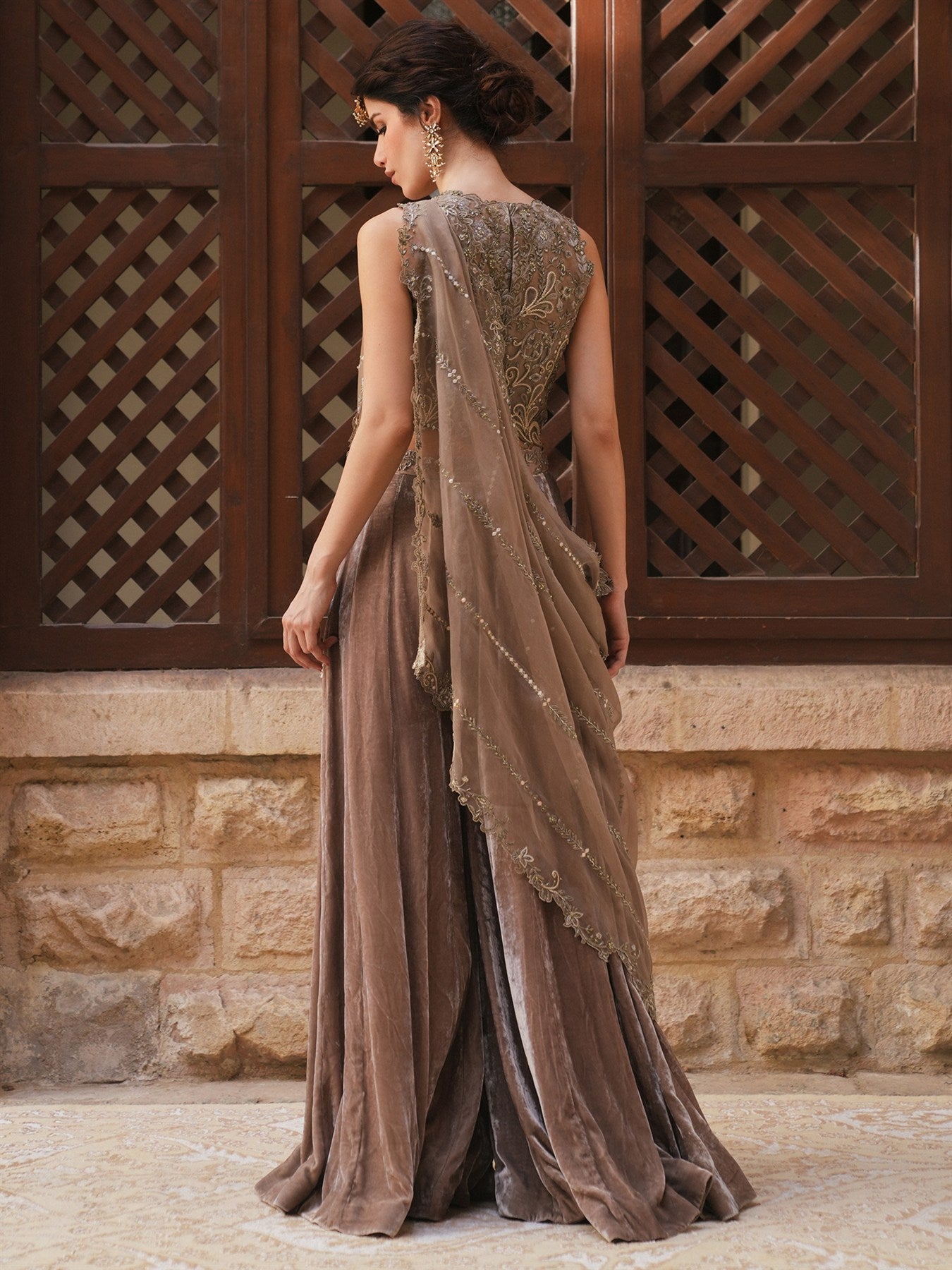 BLOUSE, SHARARA & DRAPED DUPATTA