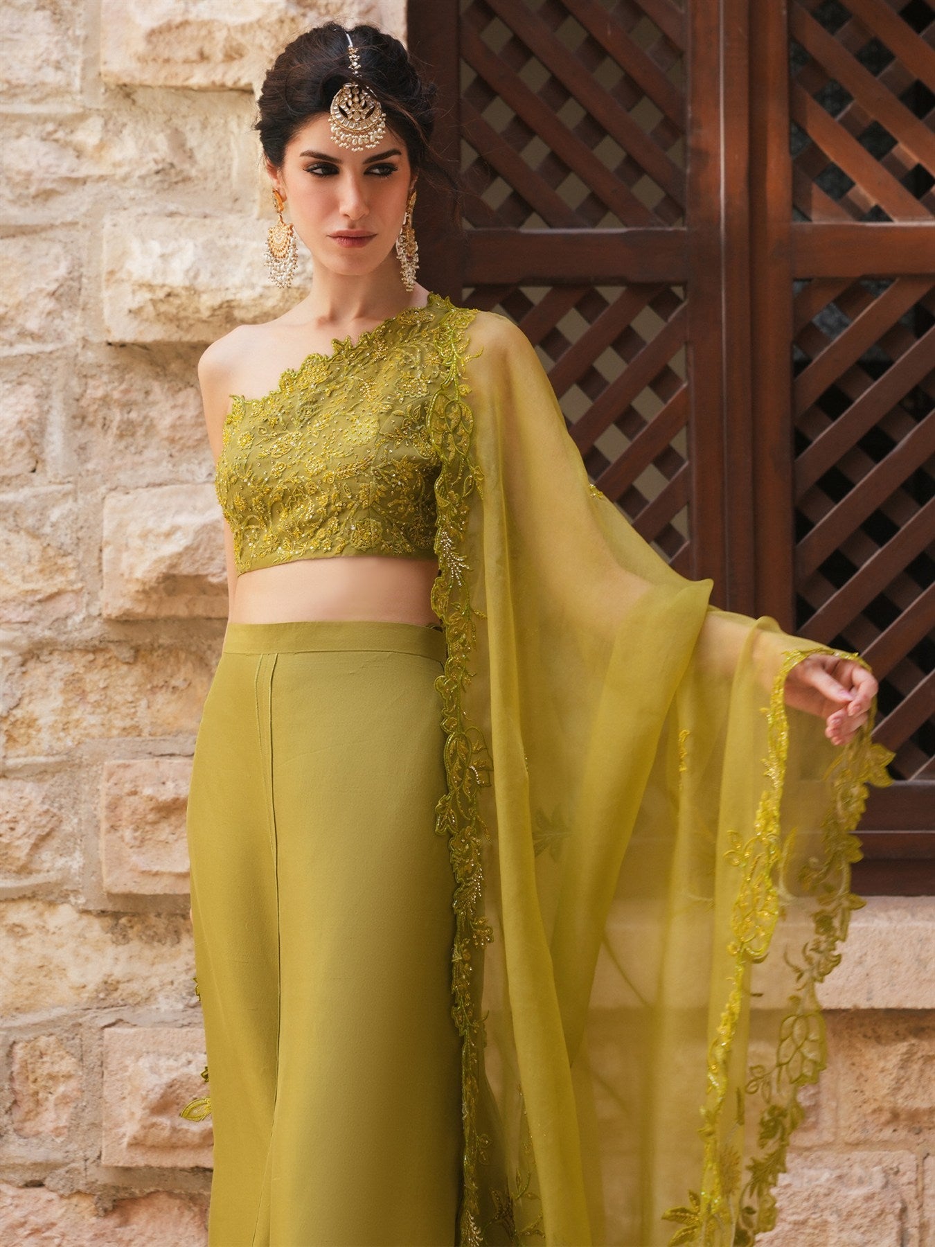 OFF SHOULDER BLOUSE, LOLITA SKIRT & DUPATTA