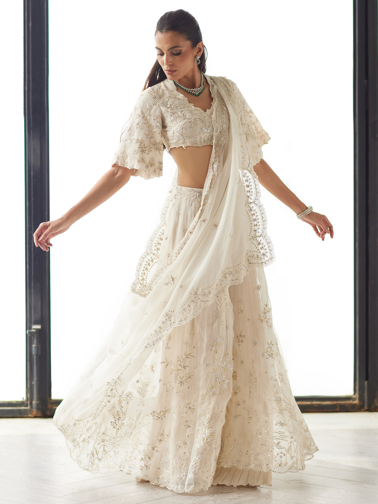 BLOUSE, SHARARA & DRAPED DUPATTA