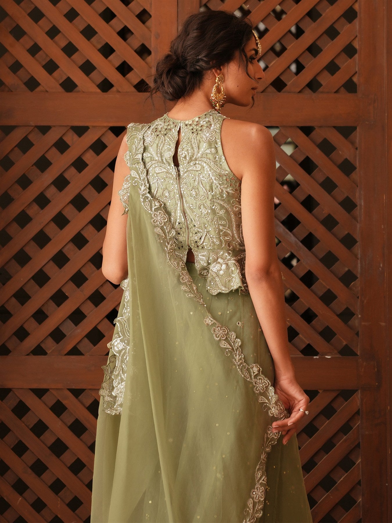 KOTI, LEHENGA & DRAPED DUPATTA