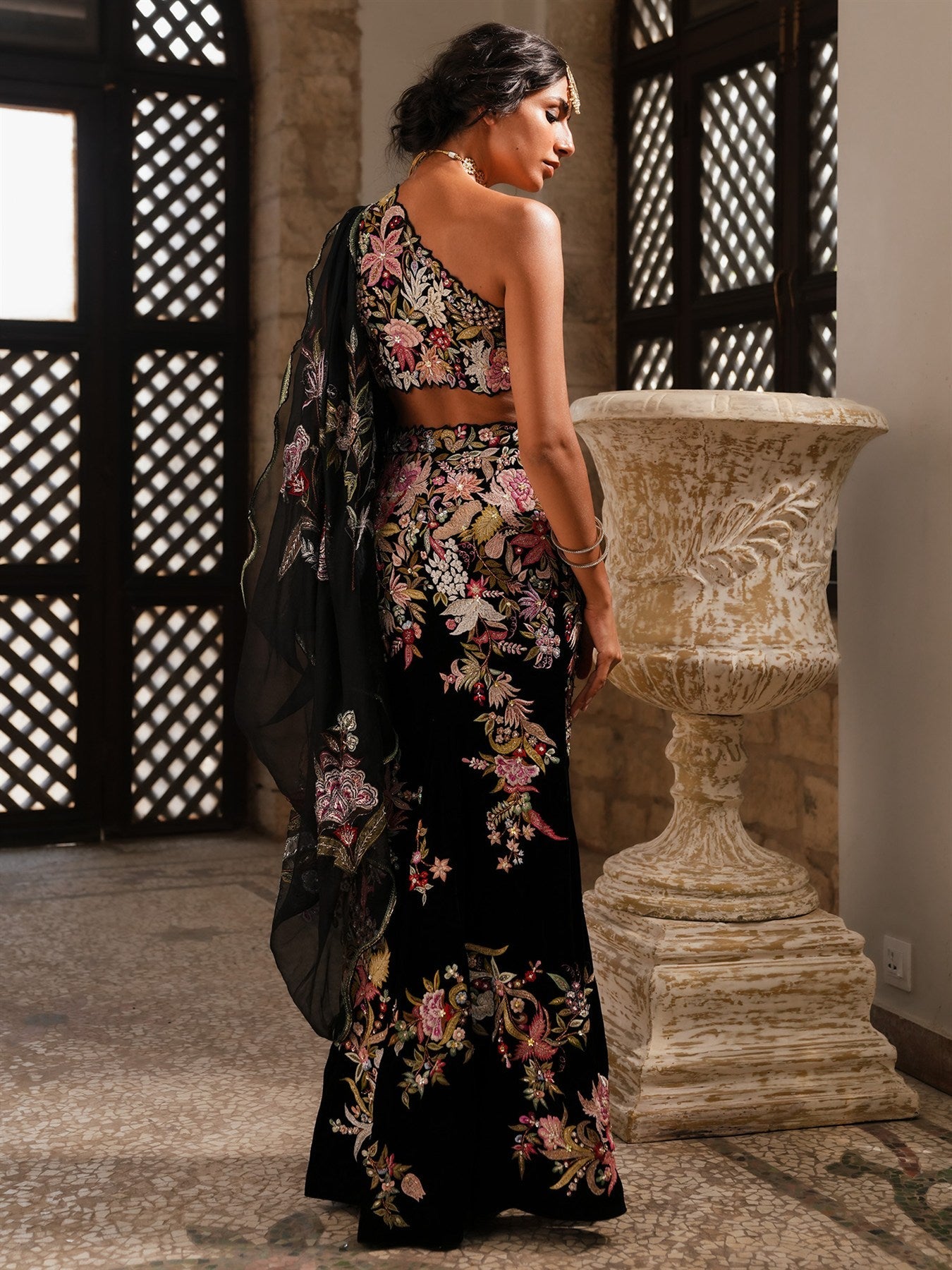 ONE SHOULDER BLOUSE, LOLITA & DUPATTA