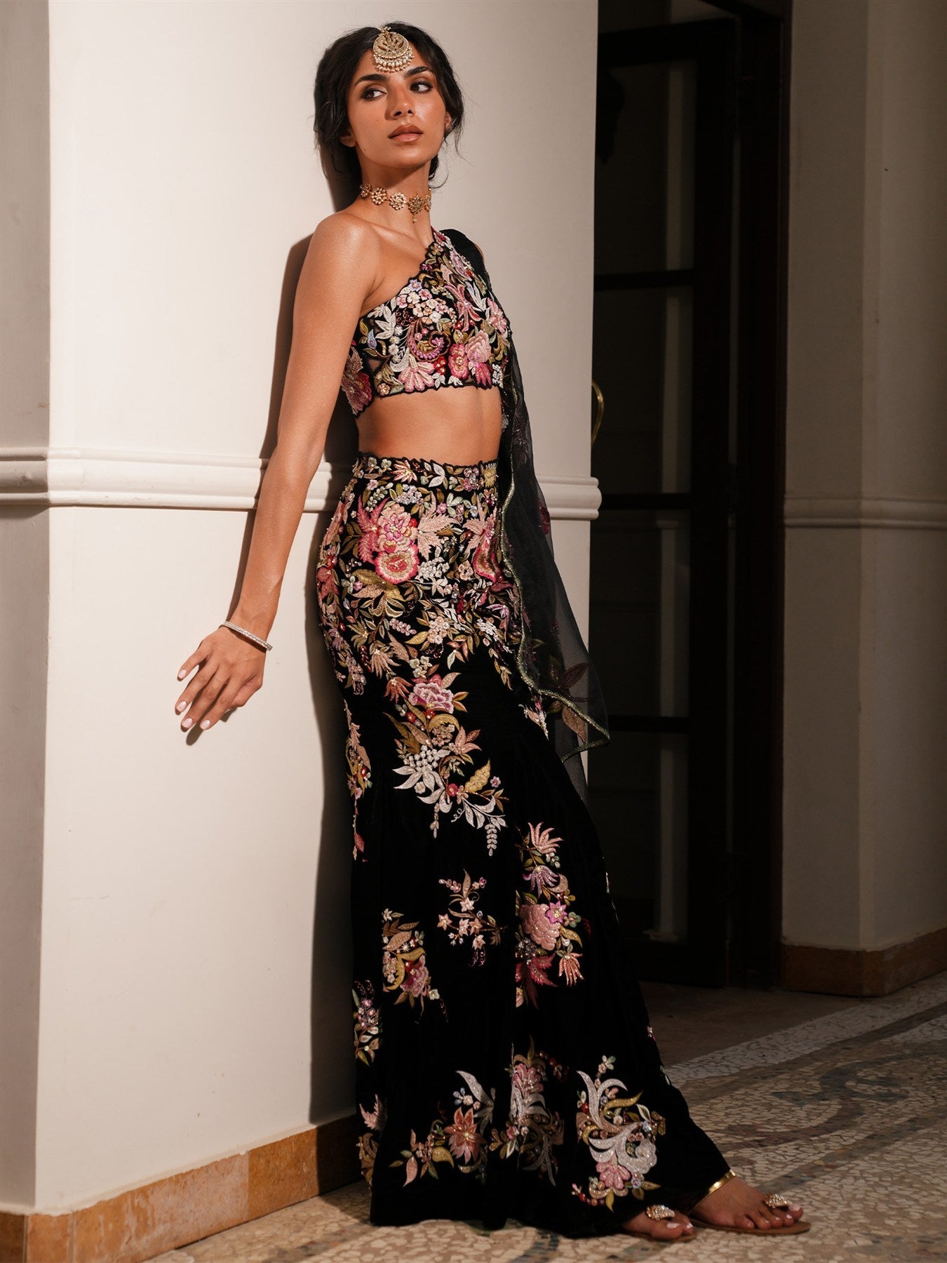 ONE SHOULDER BLOUSE, LOLITA & DUPATTA