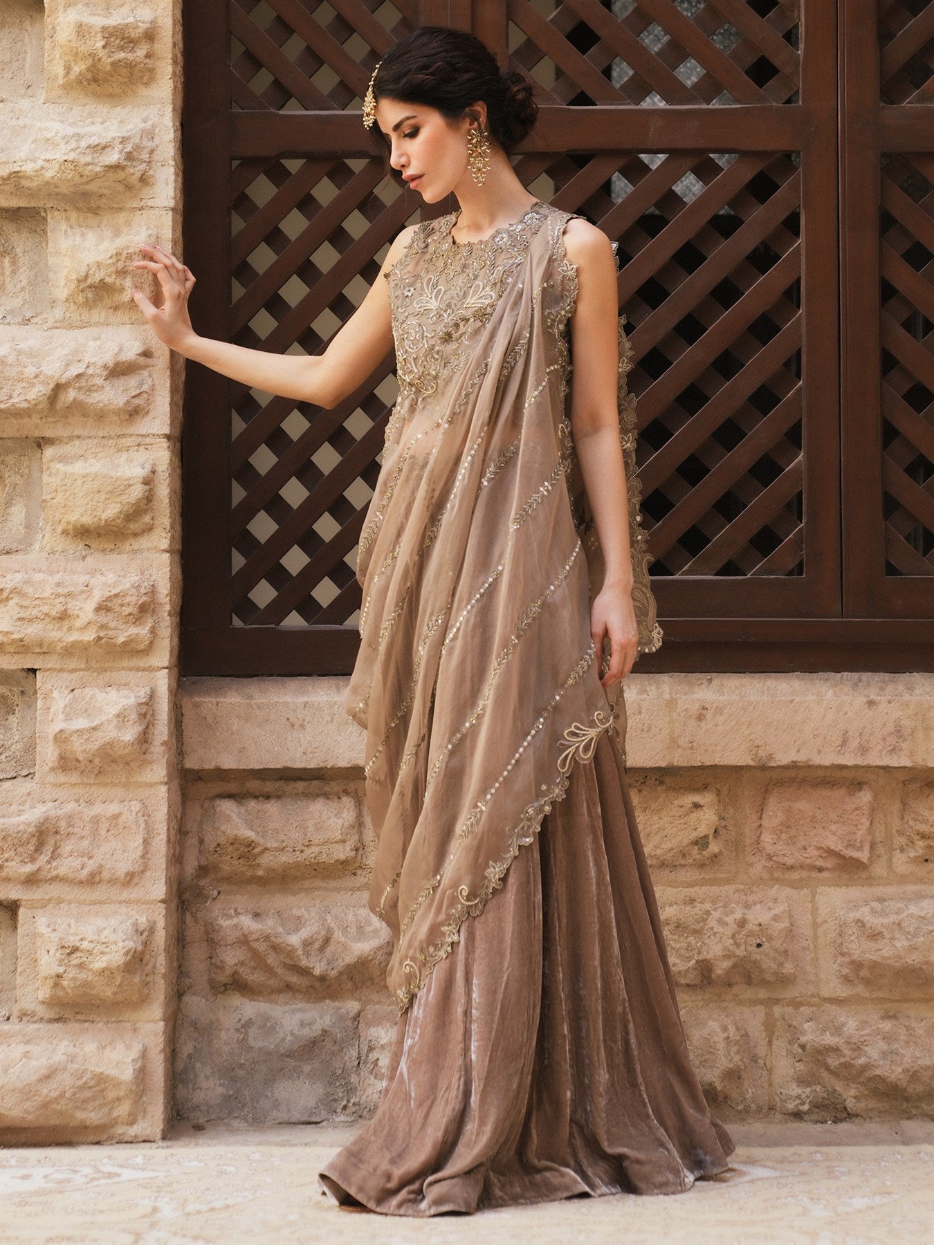 BLOUSE, SHARARA & DRAPED DUPATTA
