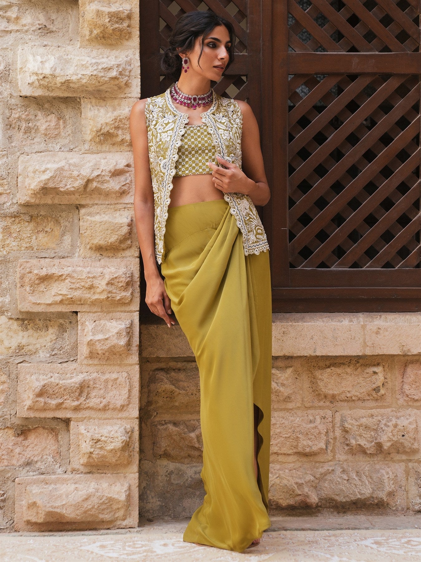 KOTI, BLOUSE & NIKHAR SKIRT
