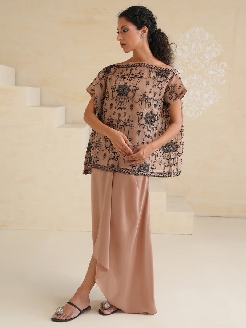 OFF SHOULDER & PINCHED SKIRT