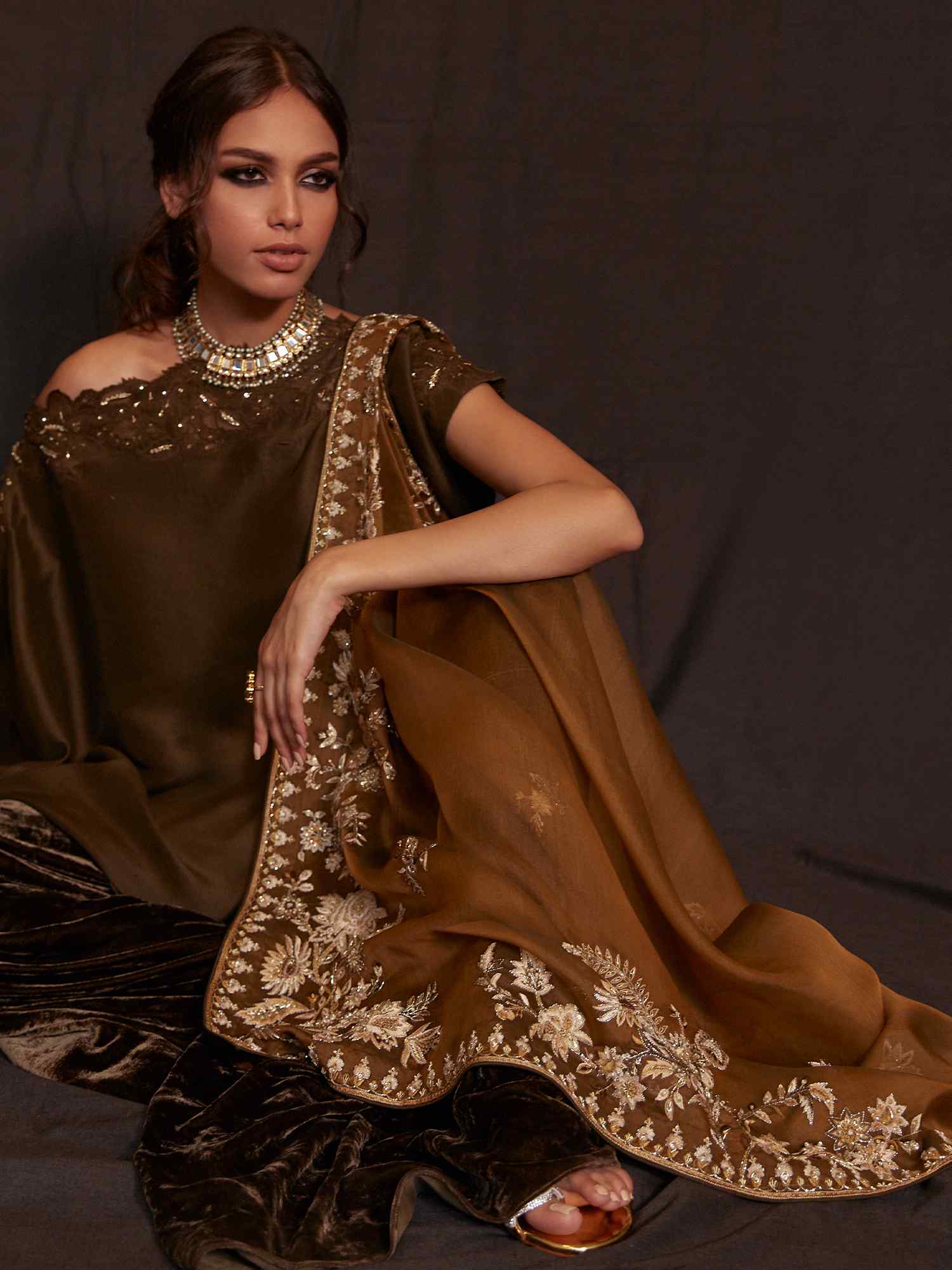 OFF SHOULDER, PANTS & DRAPED DUPATTA