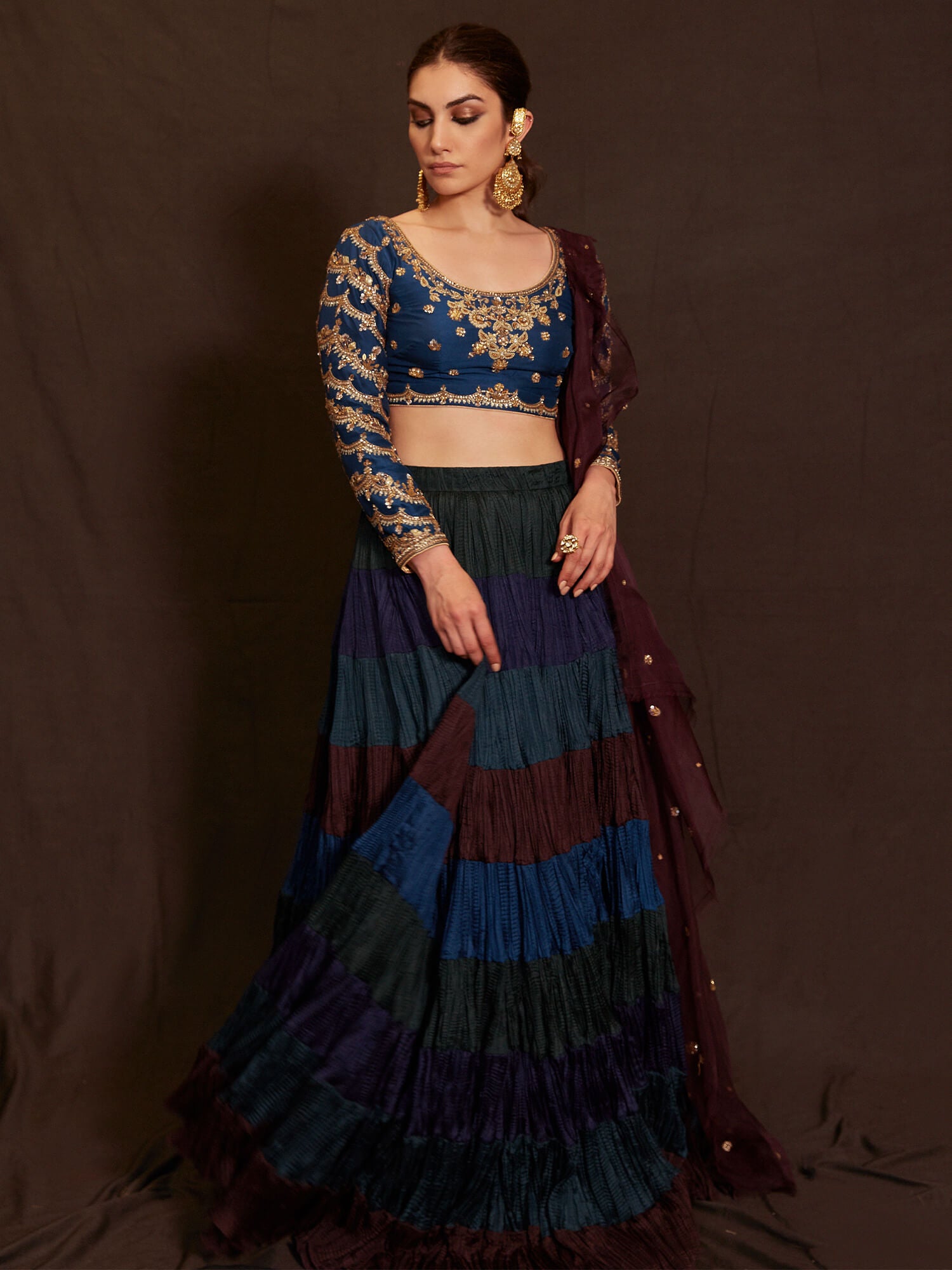 BLOUSE, CRUSHED GHAGRA & DUPATTA