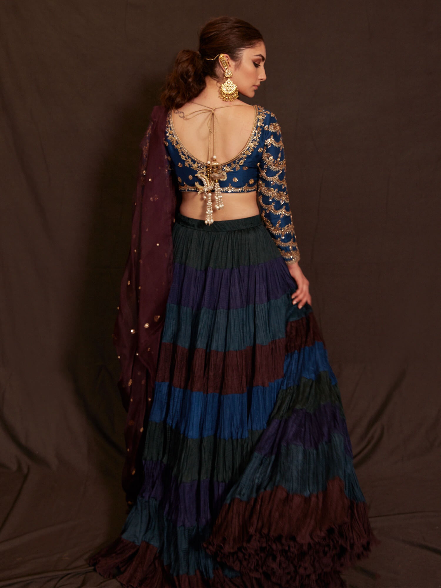 BLOUSE, CRUSHED GHAGRA & DUPATTA