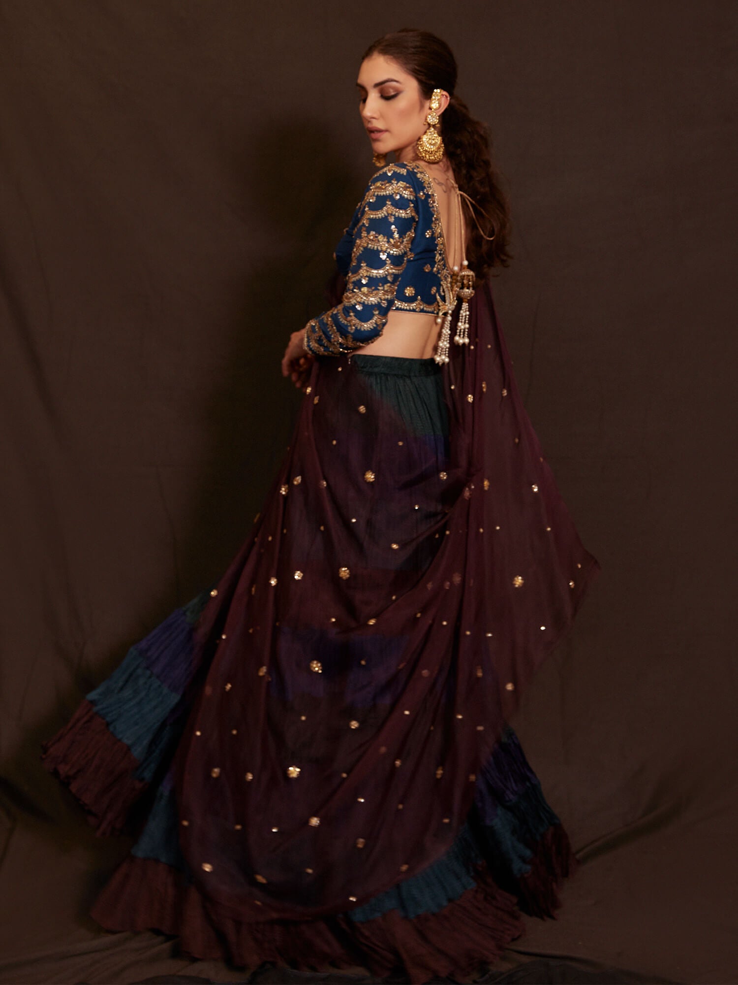 BLOUSE, CRUSHED GHAGRA & DUPATTA