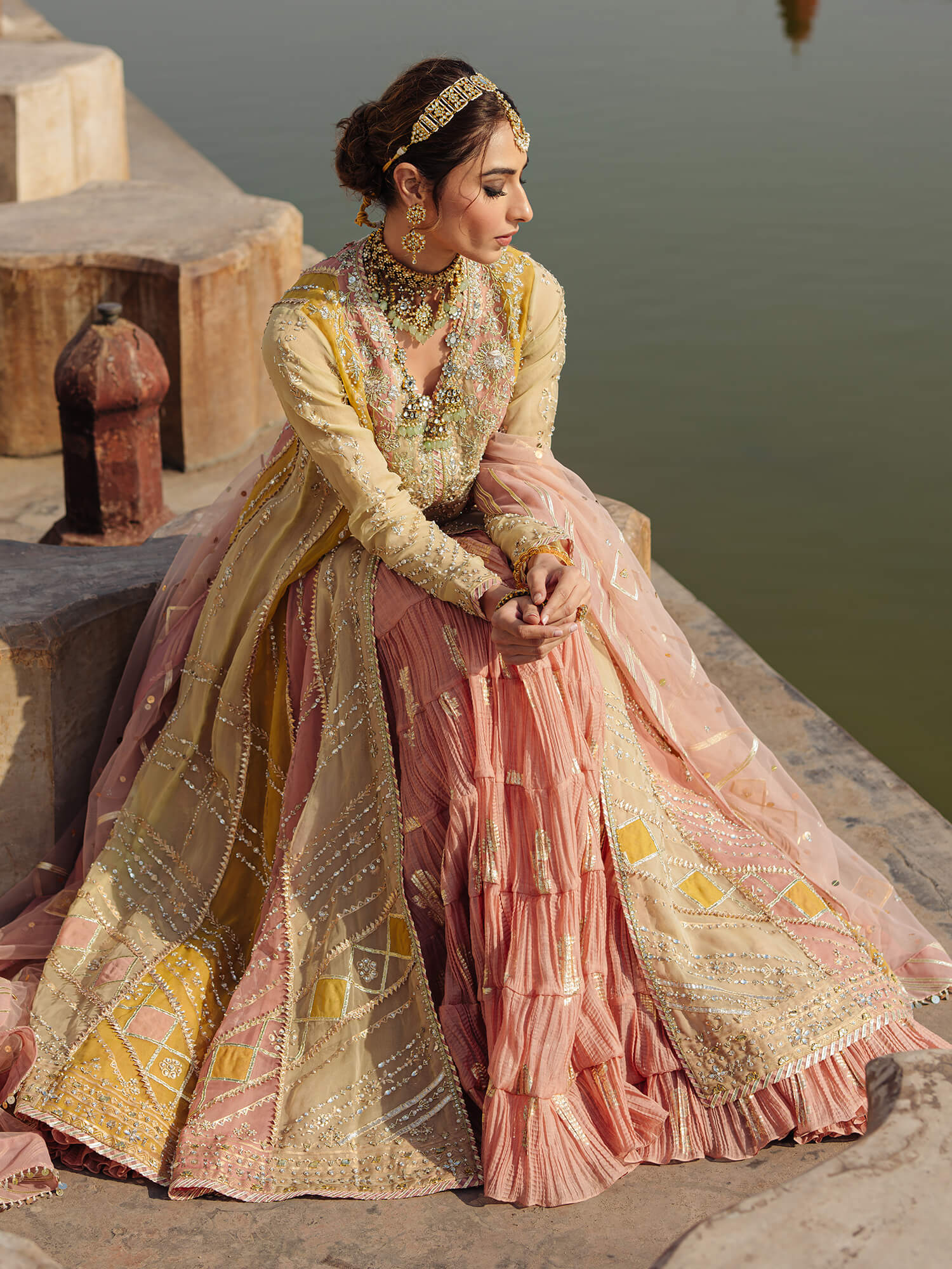 KALIDAR, BLOUSE, CRUSHED GHAGRA & DUPATTA